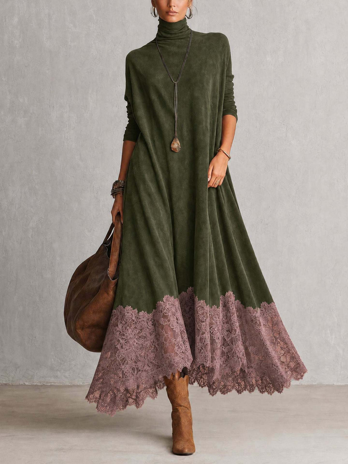 Lace Contrast Dress