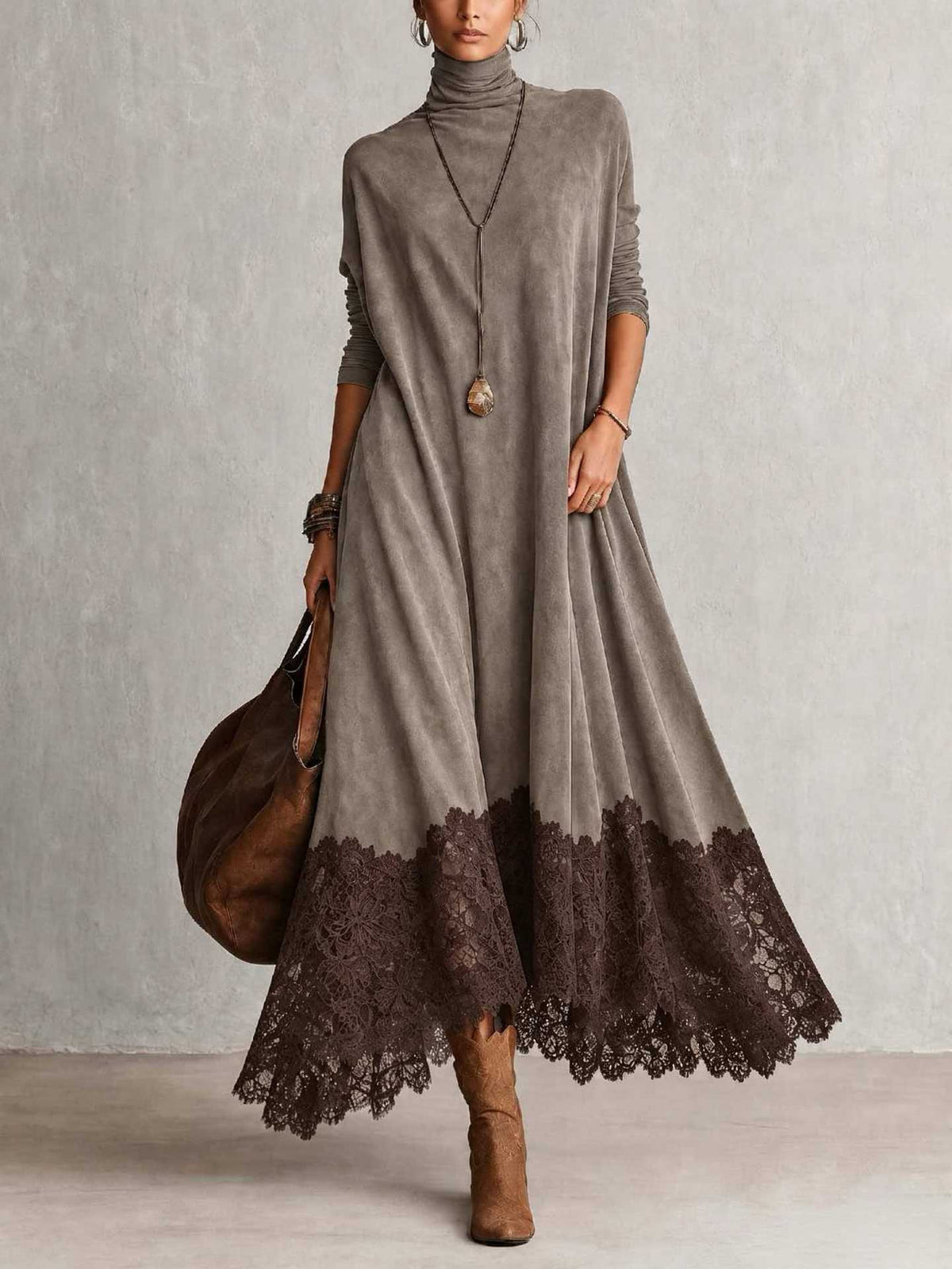 Lace Contrast Dress