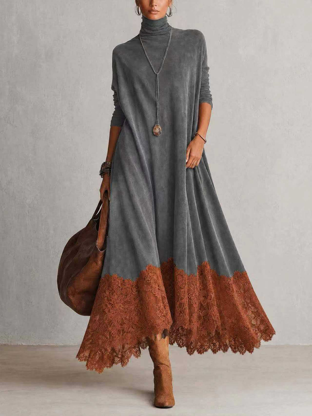 Lace Contrast Dress